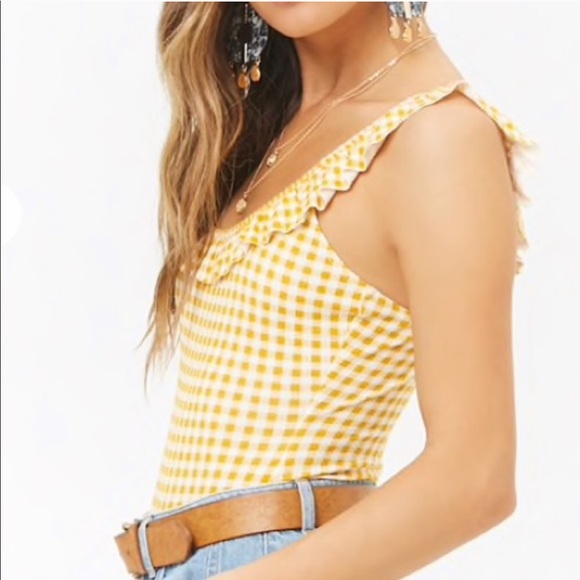 Forever 21 Tops | Yellow Checkered Body Suit - Picture 2 of 4